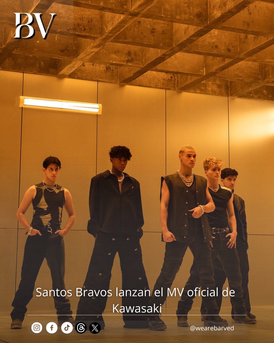 wearebarved's tweet photo. Santos Bravos estrenaron hoy a las 7 pm el videoclip oficial de Kawasaki, su más reciente lanzamiento, marcando una nueva etapa visual y musical para el grupo dentro del pop latino.

#fyp #parati #SantosBravos #Kawasaki #LatinPop @santos_bravos https://t.co/vsIYlGN3YW