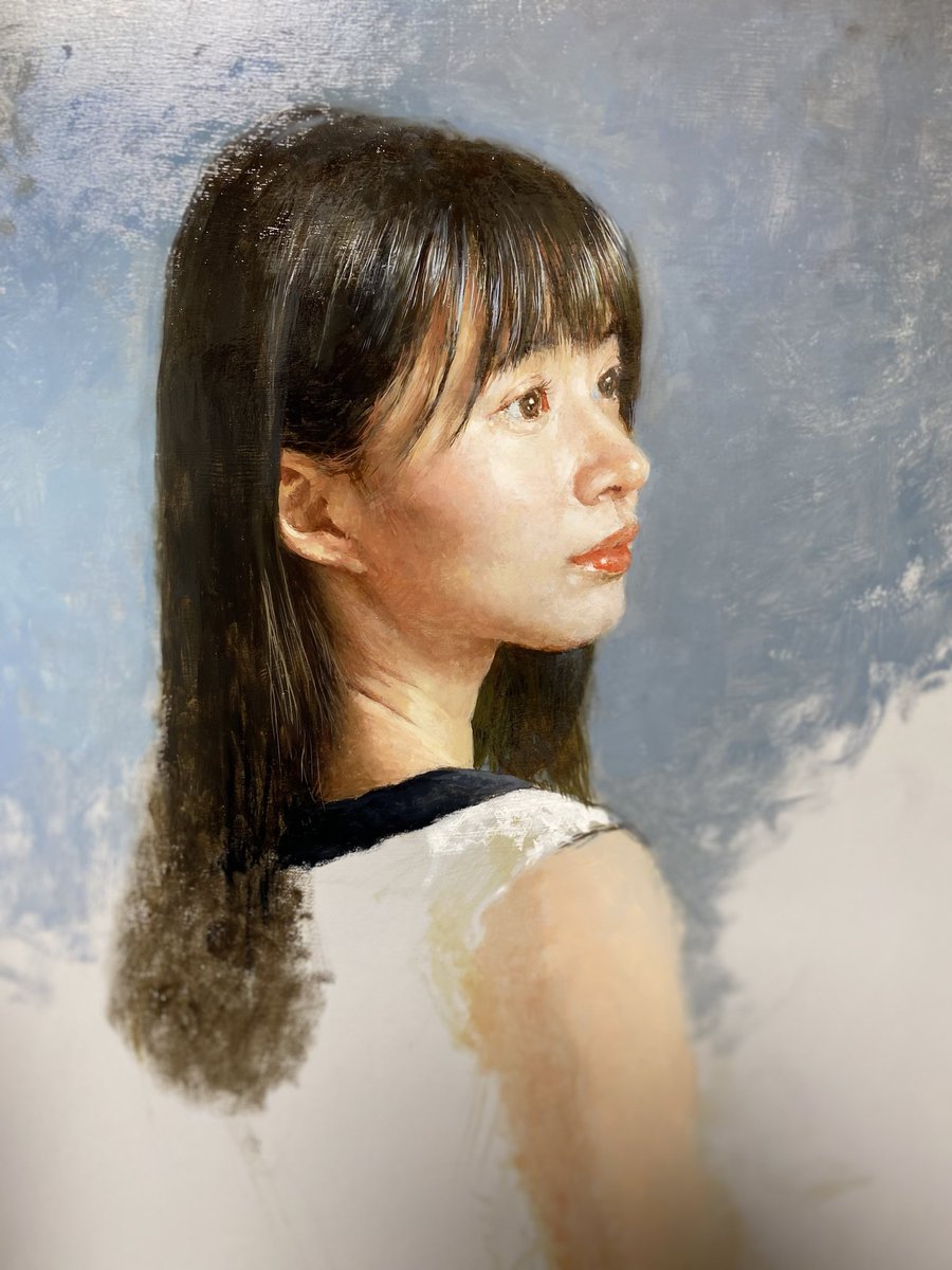 油彩12P 「アイリス」(部分)WIP 題名は、花言葉「前進、希望」から