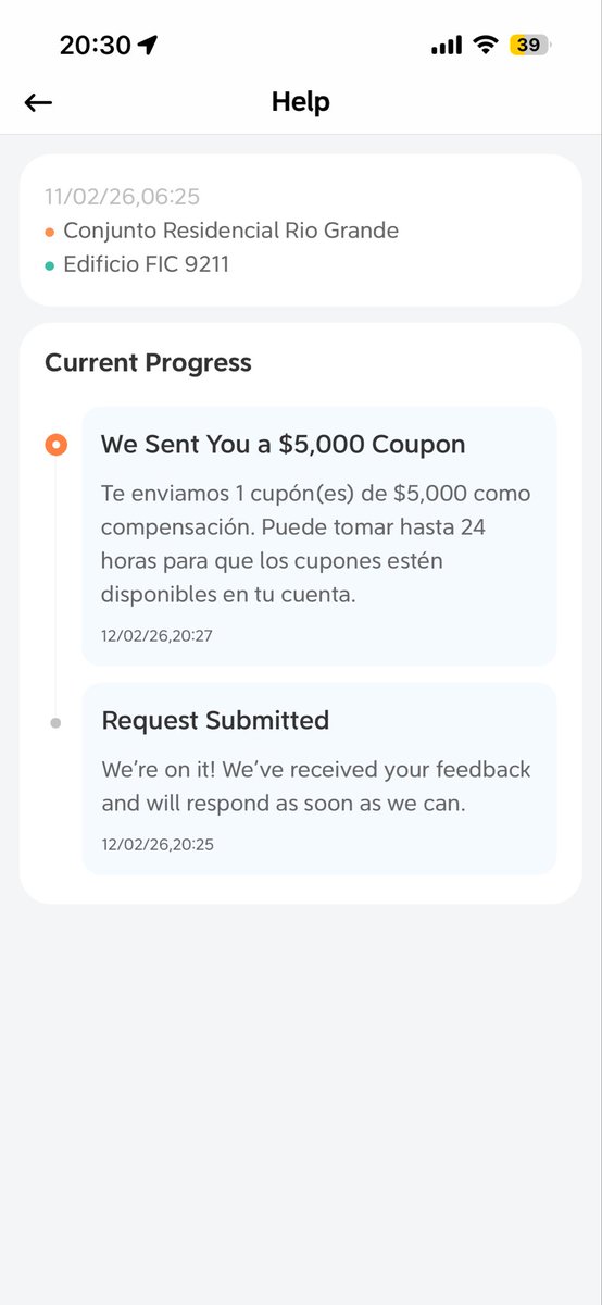 SimonParraA's tweet photo. @didicolombia ayer me cobraron un peaje por el que nunca pasé. Por 23.200 y la respuesta tras colgar la llamada inesperadamente es que me envía un cupón de 5mil pesos https://t.co/nYxSDsYS2z