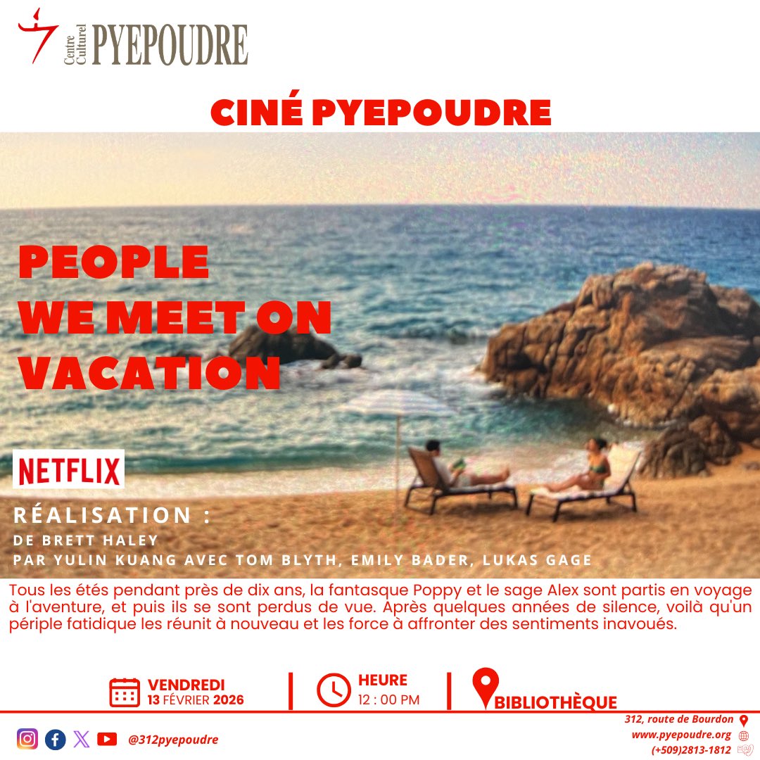 Ce 𝐕𝐞𝐧𝐝𝐫𝐞𝐝𝐢 𝟏𝟑 𝐟𝐞́𝐯𝐫𝐢𝐞𝐫 𝟐𝟎𝟐𝟔;
 𝐀̀ 𝟏𝟐𝐡𝟎𝟎 𝐏𝐌; dans la 𝐁𝐢𝐛𝐥𝐢𝐨𝐭𝐡𝐞̀𝐪𝐮𝐞 𝐝𝐮 𝐂𝐞𝐧𝐭𝐫𝐞 𝐂𝐮𝐥𝐭𝐮𝐫𝐞𝐥 𝐏𝐲𝐞𝐩𝐨𝐮𝐝𝐫𝐞; sise au 𝟯𝟭𝟮, 𝗿𝗼𝘂𝘁𝗲 𝗱𝗲 𝗕𝗼𝘂𝗿𝗱𝗼𝗻