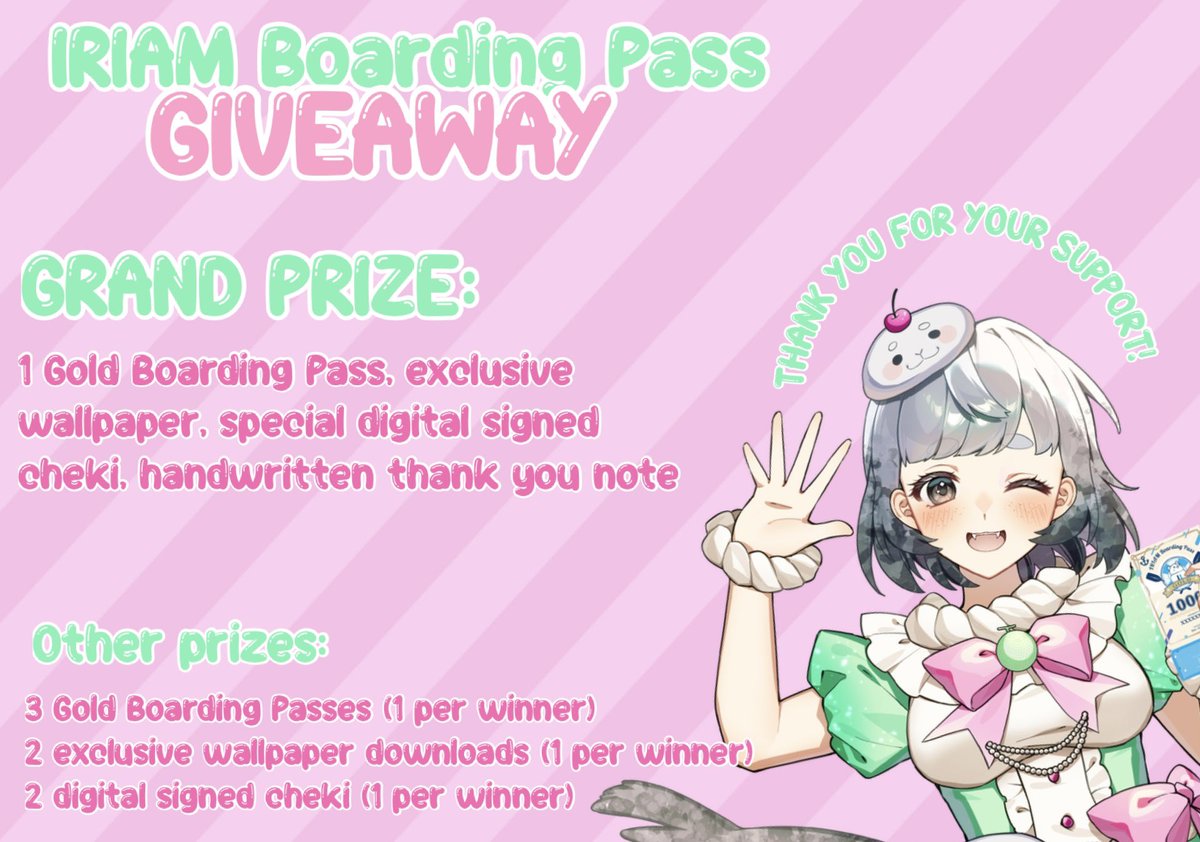 🍈 IRIAM GOLD BOARDING PASS 🎀

Ohazarashi~ IRIAM so very kindly supplied me with FIVE!!!!! gold boarding passes to give away to 5 lucky sealtomo 💚

4 of these passes will be placed in a lovely prize pool, including the coveted ✨grand prize✨

The 5th will be involved in
