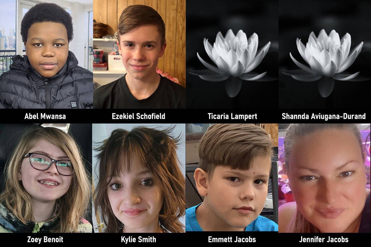 The RCMP have publicly given the names, ages and some photos of the victims in the Tumbler Ridge shooting 

Abel Mwansa: 12-years-old
Ezekiel Schofield: 13-years-old
Kylie Smith: 12-years-old
Zoey Benoit: 12-years-old
Ticaria Lampert: 12-years-old
Shannda Aviugana-Durand: