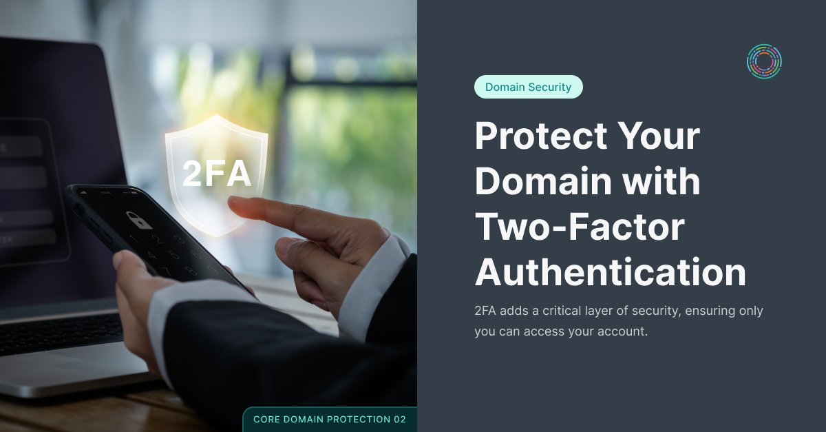 Micron21's tweet photo. A password isn't enough. Protect your domain registrar account with Two-Factor Authentication (2FA).

Even if your password is compromised, 2FA blocks unauthorised access by requiring a second verification step. 

Learn more: https://t.co/jM6vLQS6UI https://t.co/auqucdvm2u