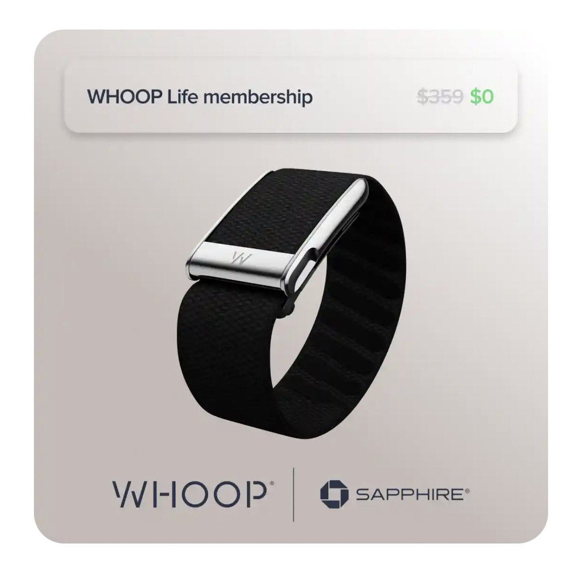marccolcer's tweet photo. If you have the Chase Sapphire Reserve credit card, you can get a free @WHOOP right now

Just go into the Chase app, opt into the deal and make your purchase and they’ll give you a statement credit for $359 https://t.co/kS79lYjYg2
