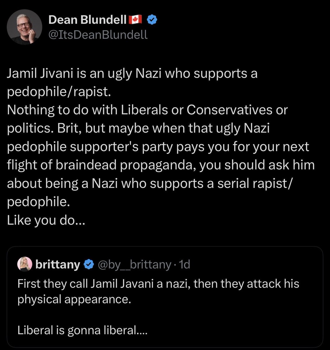 mario4thenorth's tweet image. In Canada, 

politicians have a much higher threshold when it comes to defamation laws. 

It means you can criticize and get away with saying certain things that you wouldn’t be able to get away with saying to a private citizen. 

Today, Dean crossed that threshold. 

He called a