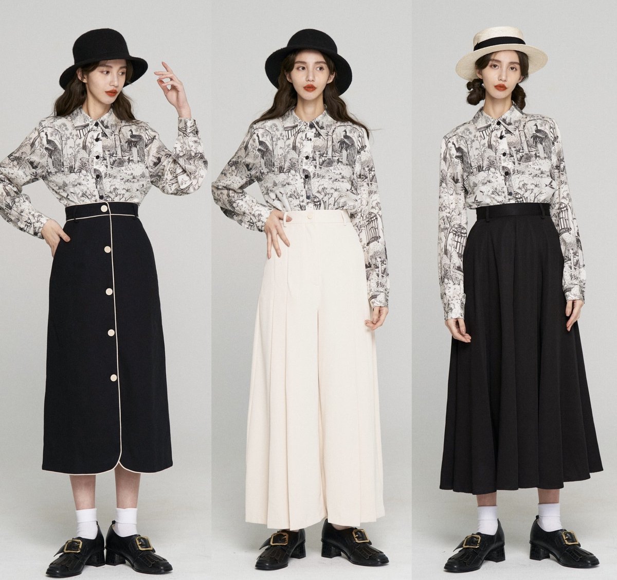 2月23日(月)再販開始 《孔雀が裏庭にいる》Blouse / Black,Navy