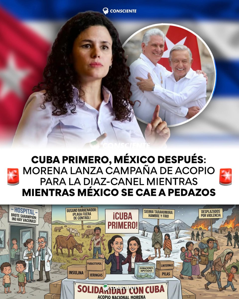 Dirigente nacional de Morena lanza campaña nacional de acopio pidiendo medicamentos, alimentos no perecederos linternas y productos de higiene para enviar a Cuba, con lema "solidaridad con nuestro pueblo hermano". La pregunta que millones hacen es brutal: ¿A México quién le dona?
