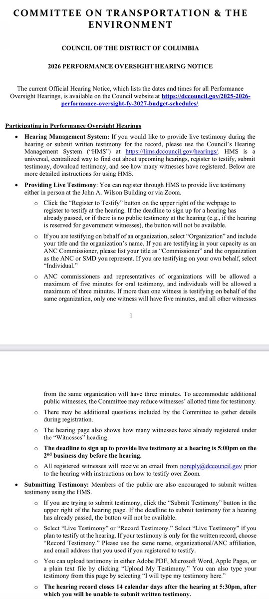 DC Water is responsible for the *largest spill of wastewater in U.S. history* and a total of *5 people* are currently registered to testify at the DC Council’s March 2 performance oversight hearing for DC Water! The deadline to register is 5pm, Feb. 26: lims.dccouncil.gov/Hearings/heari…