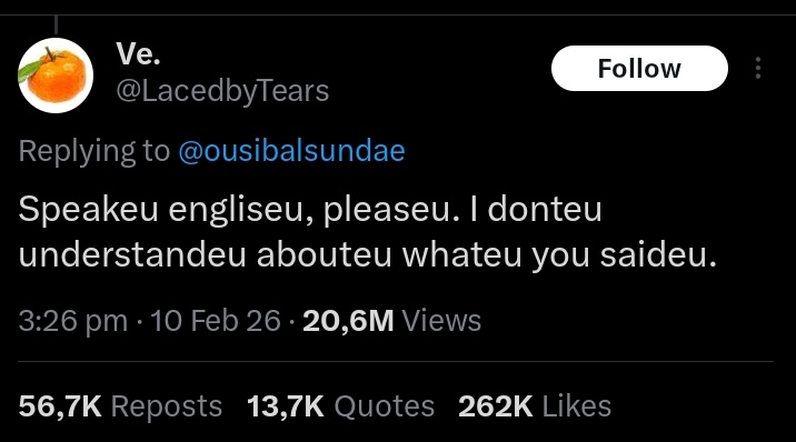 narachamm's tweet photo. 20.6 juta views n 262 ribu likes 

And still counting 🤣 https://t.co/Qh2MyARaTi