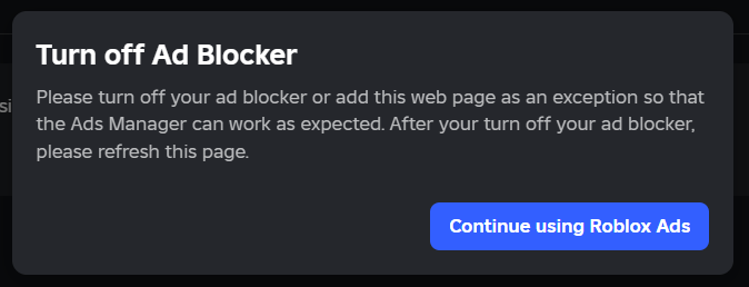 What was the point of adding this feature to the ads manager? 🙏

#Roblox | #RobloxDev | #gamedev | #trending | #robloxart