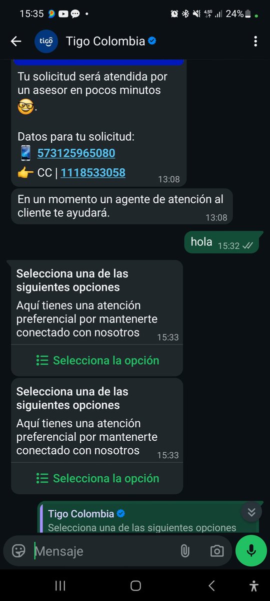 leoalco's tweet photo. ¿Necestias el servicio al cliente de @Tigo_Colombia ?
Fácil, llama al 018000422222/ 018000410141, donde nunca contestán.
¿Canal de whatsapp? Claro que si, aunque tienes que esperar un poco, solo 2 horas y media para que te redirijan al menú principal y vuelvas a empezar https://t.co/ugEcxUptqi