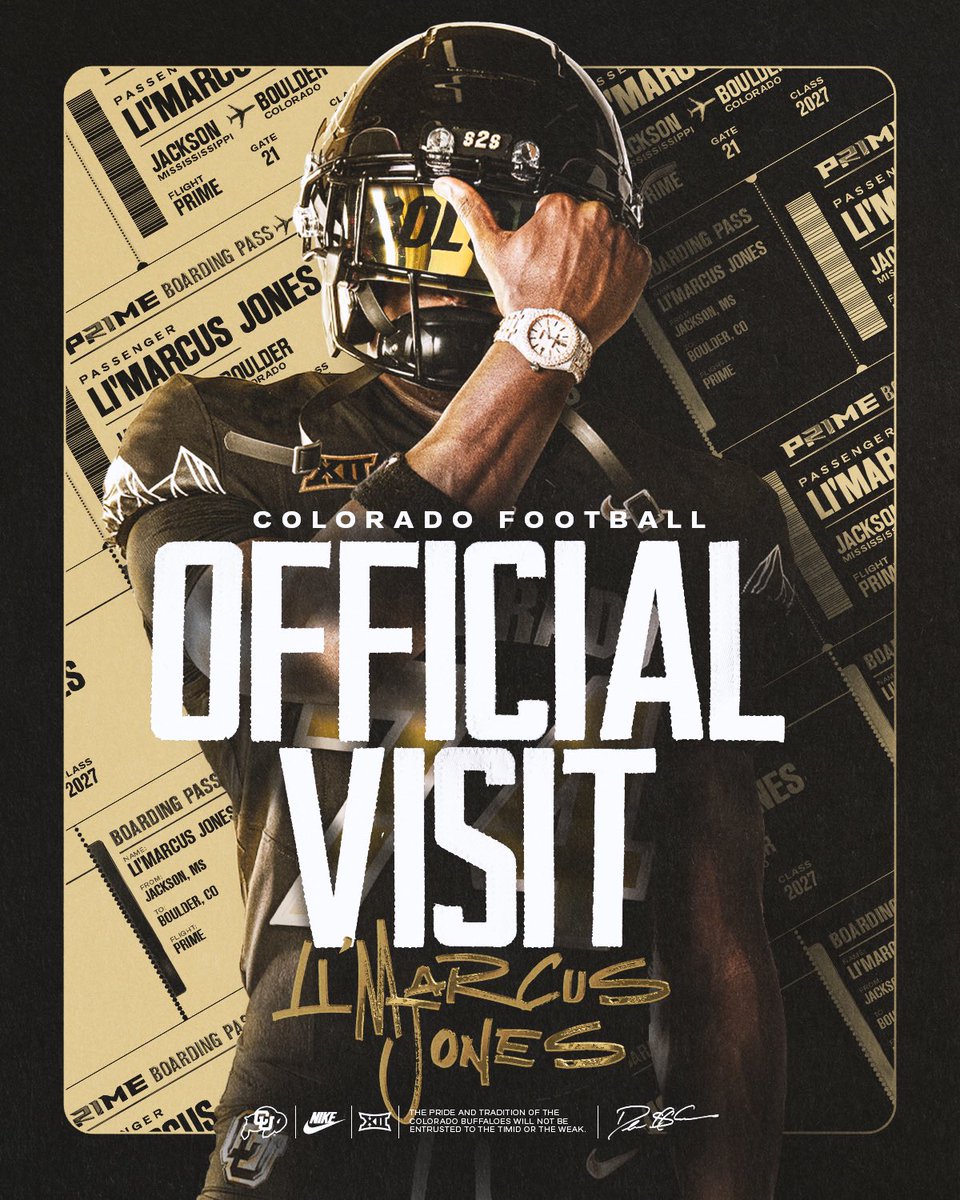 Official Visit locked in with
<a href="/CUBuffsFootball/">Colorado Buffaloes Football</a> <a href="/DeionSanders/">COACH PRIME</a> <a href="/Coach_Gunnar/">Gunnar White</a> <a href="/CoachBox6/">Darrius Darden-Box</a> <a href="/ReggieBuchanan/">CoachReggie</a> <a href="/wpg_coach_rip/">𝐂𝐨𝐚𝐜𝐡 𝐑𝐲𝐚𝐧 𝐋𝐢𝐧𝐝𝐬𝐞𝐲</a> <a href="/coach_tko/">Coach Davis</a>