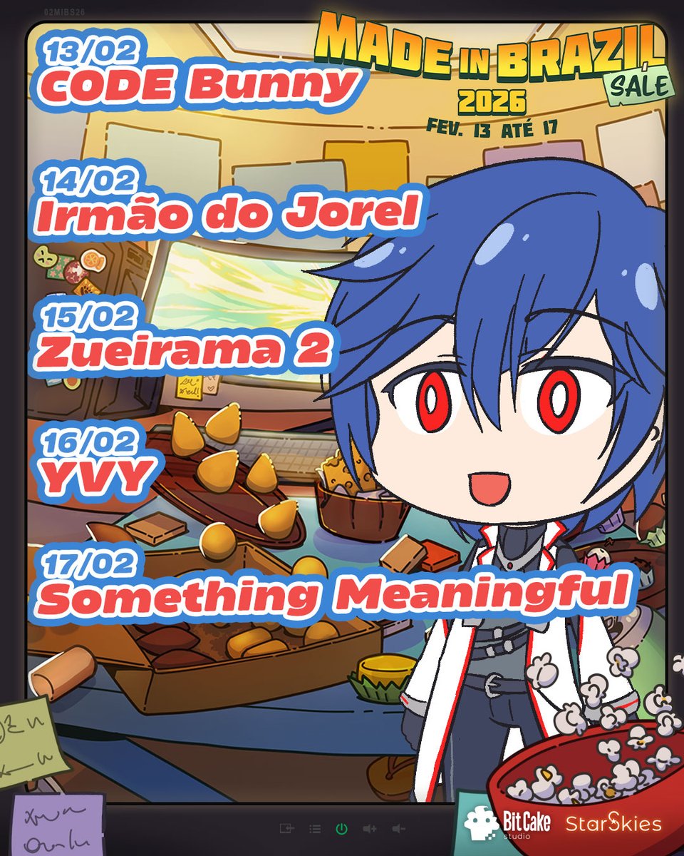 QuemEMega's tweet photo. Amanhã começa a @madeinbrsale!
E este ano eu tenho o prazer de participar da divulgação deste evento =D.
Então se preparem para apoiar GameDevs Brasileiros!
Estarei postando um vídeo por dia. Mais infos abaixo
#MadeInBrazilSale⁩⁩⁩⁩⁩⁩⁩⁩⁩⁩⁩⁩⁩⁩⁩⁩⁩⁩⁩⁩⁩ #StarSkies https://t.co/u5gGXjj18s