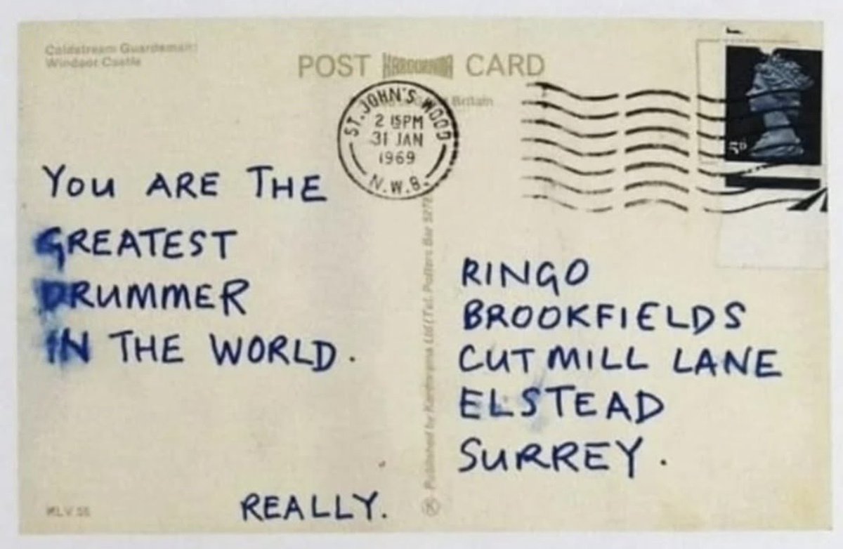 A postcard Paul sent to Ringo the day following the rooftop concert on January 30, 1969.