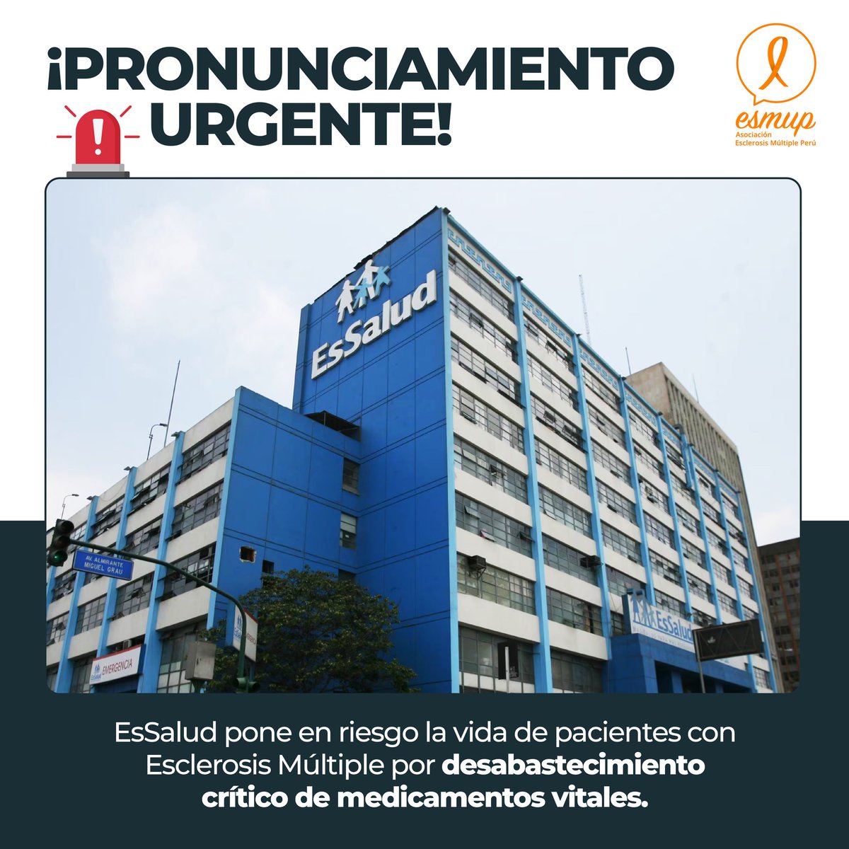 🚨 <a href="/EsSaludPeru/">EsSalud Perú</a>  pone en riesgo la vida de pacientes con Esclerosis Múltiple por desabastecimiento crítico en sedes de Lima, Arequipa, Piura, Chiclayo y Tacna continúan sin recibir sus tratamientos esenciales: Interferón Beta
Urge intervención de <a href="/FiscaliaPeru/">Ministerio Público</a> y <a href="/ContraloriaPeru/">Contraloría del Perú</a>