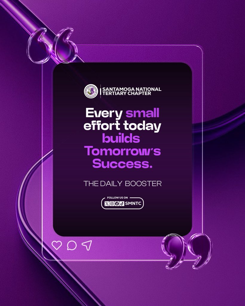 SantaMogaNC's tweet photo. Success isn’t sudden, it’s built daily, effort by effort. 🤍🖤💜
#DailyBooster #SMNTC https://t.co/p9ZApTNjkG
