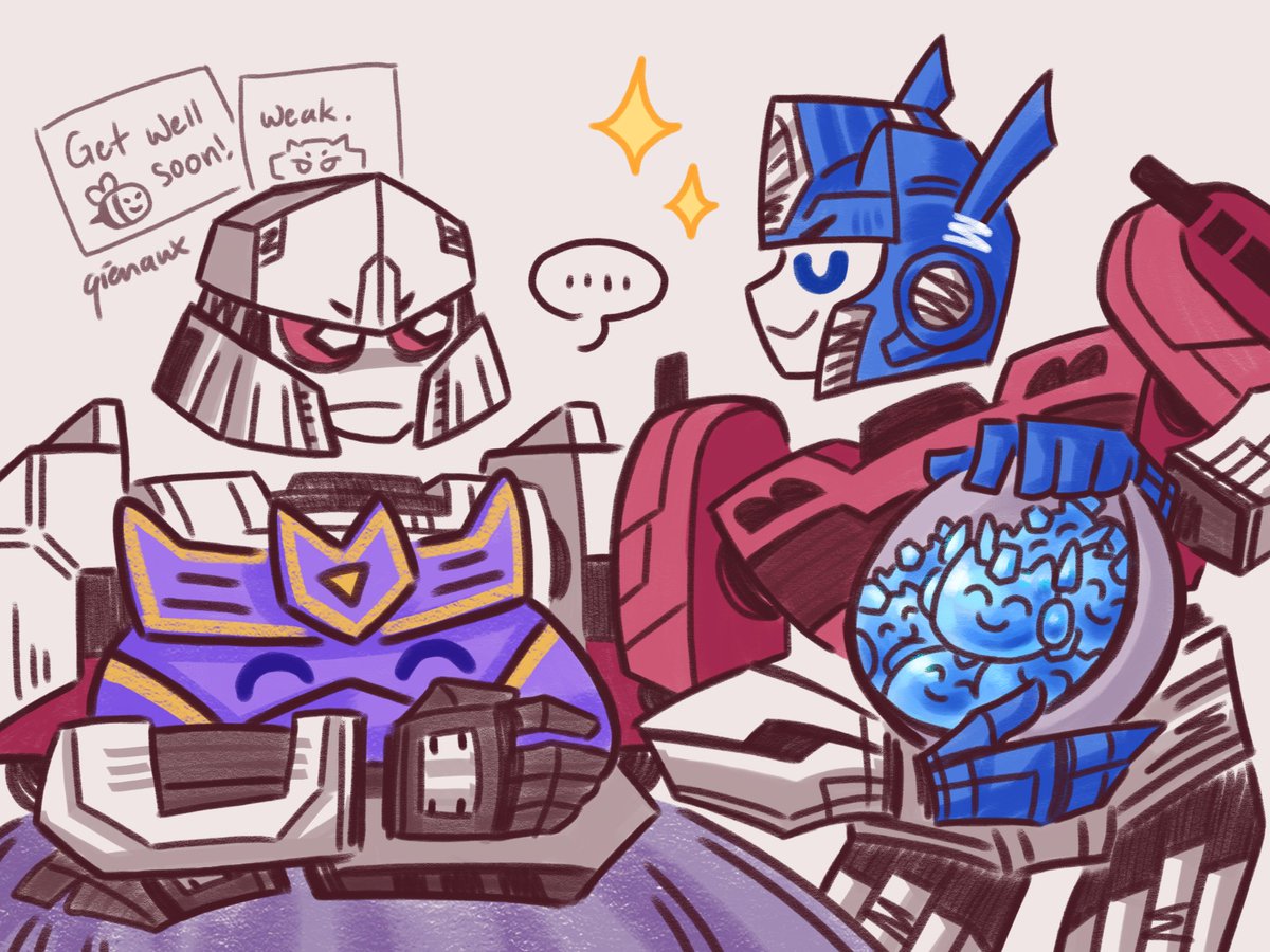 qien_was_here's tweet image. Random fluff idea from getting sick from stress (last December) go 🫴🥟✨ - 1/4
#transformersone #opmeg #megop #dpax #paxd