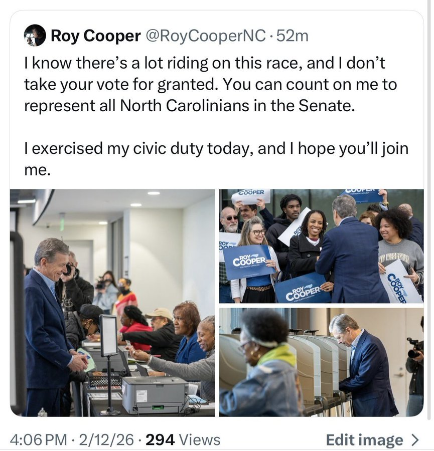Sadie_NC's tweet image. Well, would you look at that? Our very own Roy Cooper, who is running for Senate, is showing ID to vote! Well, well, well—it would seem it really is that simple.

Oh, and he has since deleted this post because he knows that voter ID makes sense.