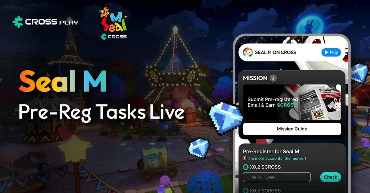 100,000 CROSS Reward Pool 💰 Seal M Pre-Reg Missions are LIVE!

Pre-Reg 👉 0.2 CROSS (Confirm up to 5 accounts!)

Join Discord 👉 100 GEM

Follow <a href="/SealMonCROSS/">Seal M on CROSS</a> 👉 100 GEM

#CROSSPLAY #SealM #Web3gaming #CROSSgamechain