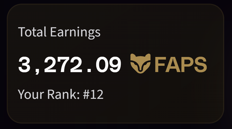 GN, CT! Can I get GN?

My current results after FAPS update:

FAPS: 3272.09

Rank: 12

Current goal is top 10 ❤️) 

Keep going! 💪

<a href="/FractionAI_xyz/">Fraction AI</a> <a href="/FOXX_NFT/">FOXX</a>