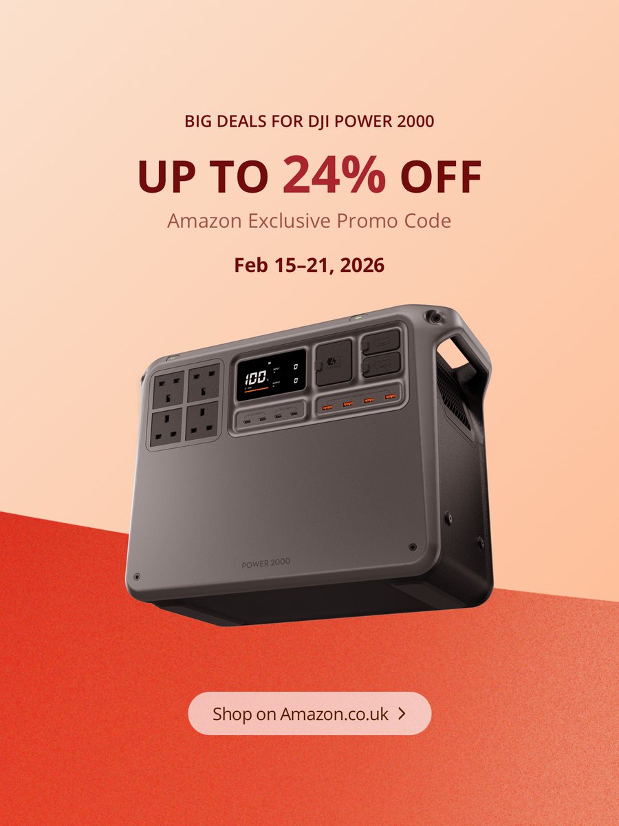 🎉 Unlock Power with DJI Portable Power Stations! 🔋Feb 15–21, 2026 | Amazon.co.uk-exclusive promo code discount

DJI Power 1000 V2
Promo code: DJIPOWERV2 | 👉brnw.ch/15X302

DJI Power 2000
Promo code: DJIPOWER2000 | 👉brnw.ch/15X401