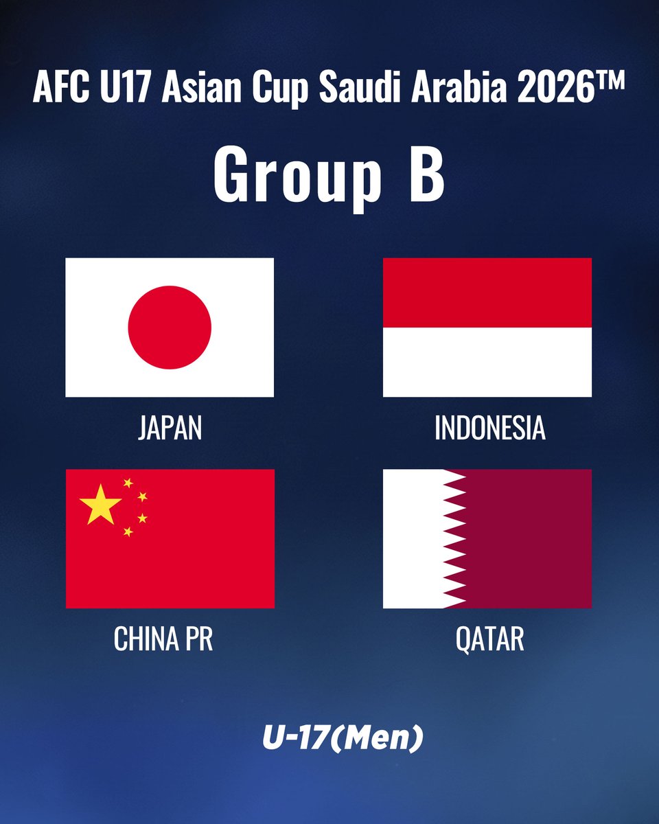 🔹U-17日本代表🔹 \⚔️対戦チーム決定⚔️// 🏆AFC U17アジアカップサウジアラビア2026🏆 インドネシア🇮🇩 中国🇨🇳 カタール ...
