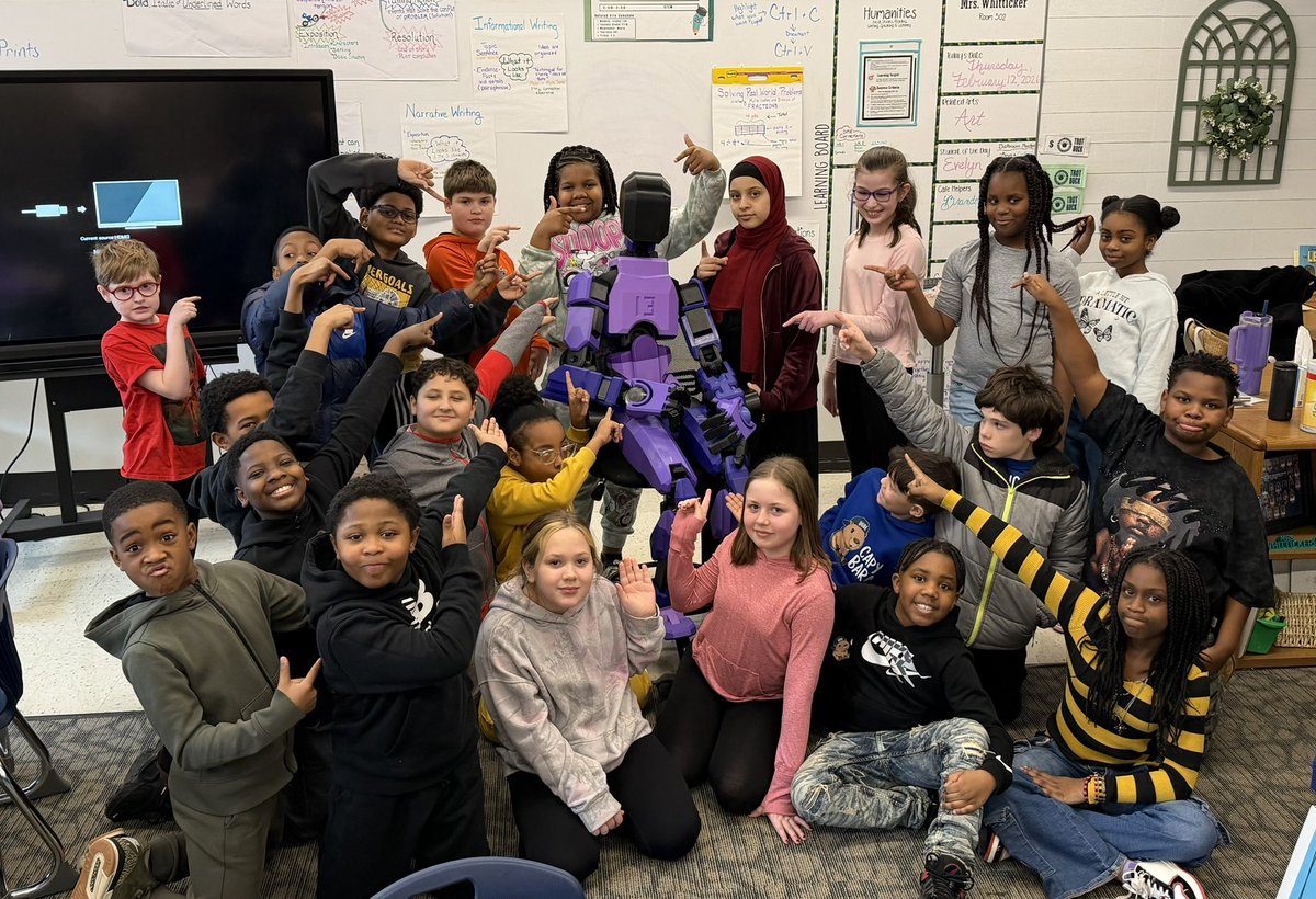 MaryCastleElem's tweet photo. Mrs. Whitticker’s 5th graders unveiled a life-size 3D-printed robot 🤖 after weeks of design and building!
Catch him at Roots &amp; Wings on Feb. 19!

#STEMinAction #mecGROW #MECisThePlaceToBe https://t.co/6UpXy40XLK