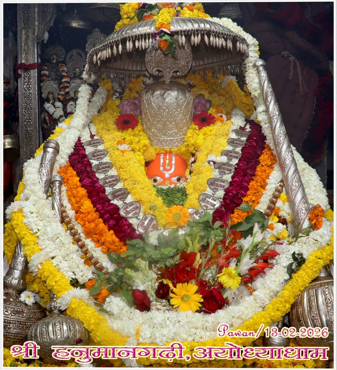 श्री हनुमान जी महाराज, श्री हनुमान गढ़ी अयोध्या धाम के आज दिनांक 13-02-2026 के अद्भुत एवं अलौकिक दर्शन… श्री हनुमान जी की कृपा आप सभी पर बनी रहे… ऐसी मंगल कामना…!!!