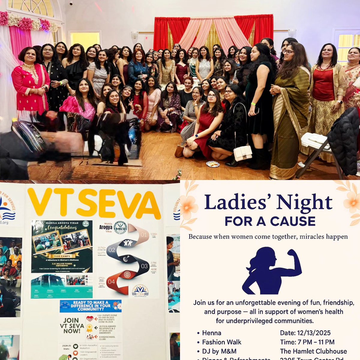 Friends and community members came together for a Ladies’ Night, raising $800 to support women battling cancer. The funds, donated to VT Seva-Detroit, will benefit Mahila Aarogya Vikas &amp; another organization dedicated to women’s wellbeing, showcasing compassion, unity, and impact