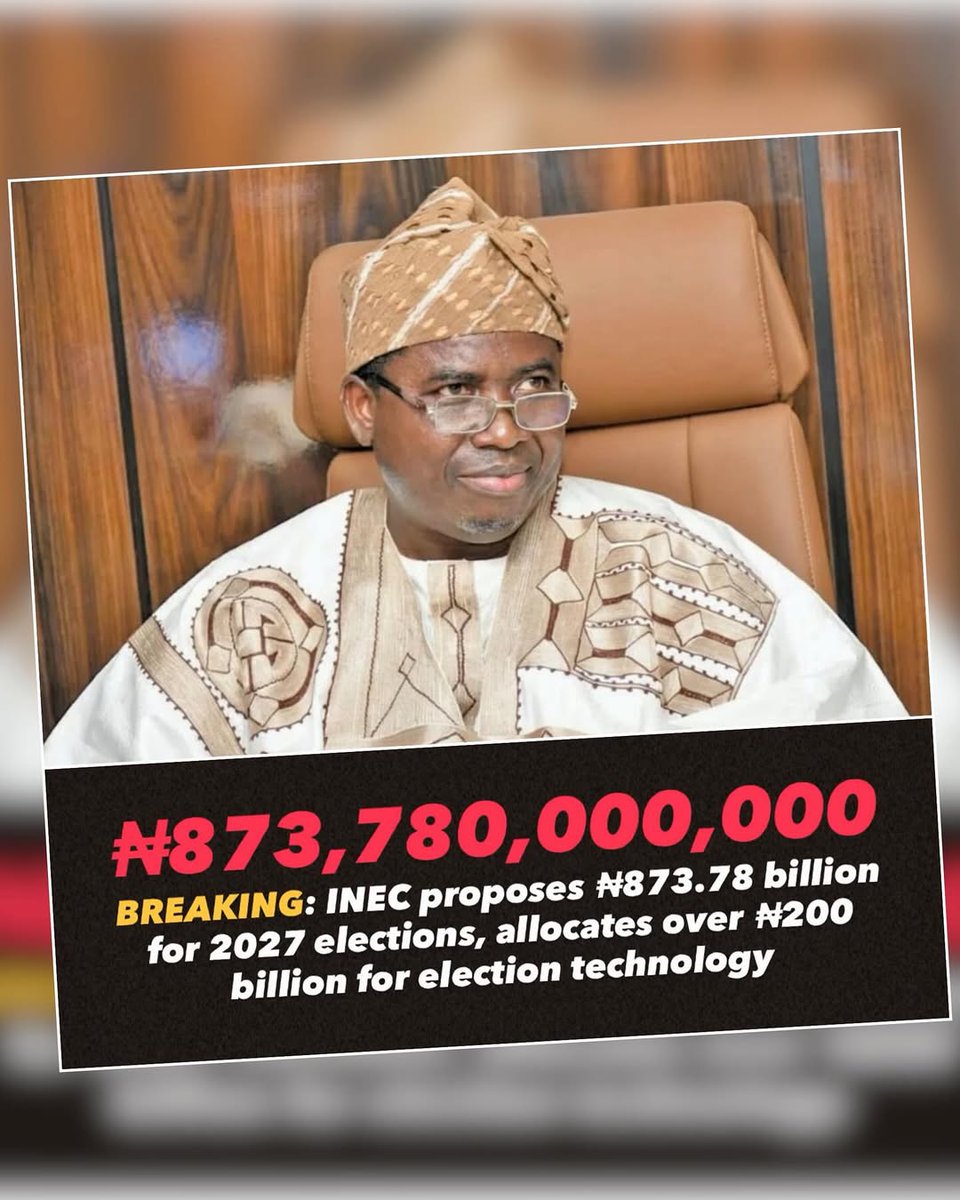 Ohamadikae's tweet photo. So INEC is proposing a whooping amount of #874b for the 2027 elections. Meanwhile, our education budget for 2026 is #441b, and our health care is #214b if I am not mistaken.
Tueh 😔 😟
There's no sane country that budgets more money into elections preparations than education 🤔 https://t.co/YTJj8JIlMk