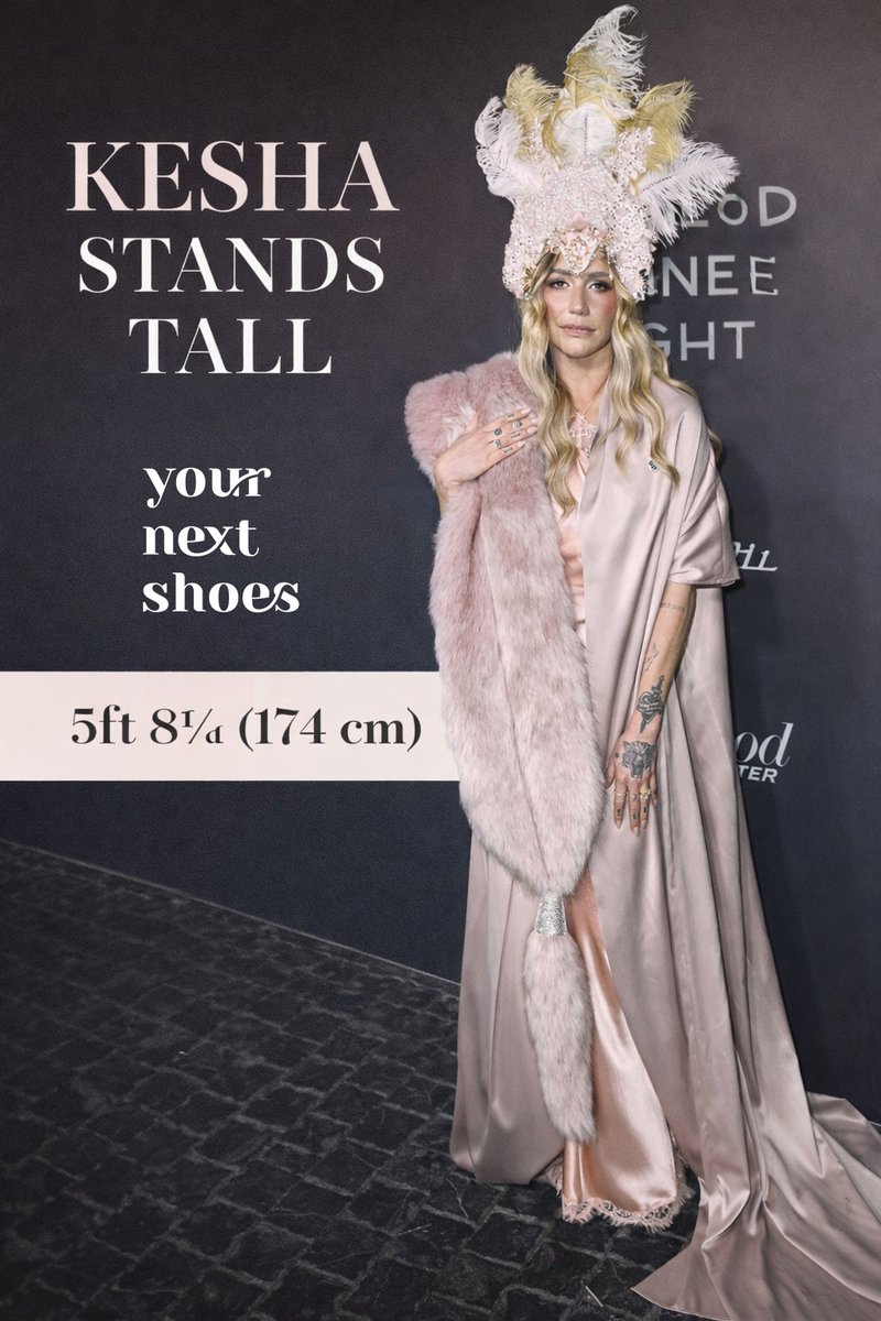 Kesha brought full drama to Oscar Nominees Night 💗
Head-to-toe pink, feathered headpiece, and towering platform pumps — all working beautifully with her 5ft 8½ (174 cm) frame.
👠 Full look:
 yournextshoes.com/the-hollywood-…