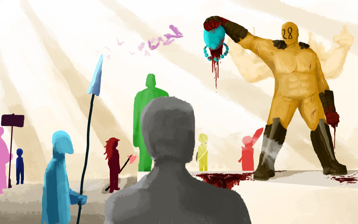 His arm outstretched, without a word. the people saw. In the silence the message rang out to the far ends of the cosmos.