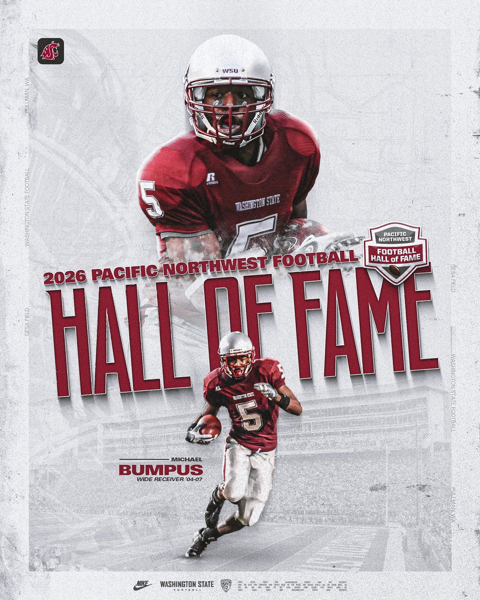 WSUCougarFB's tweet photo. Forever a Coug‼️

Michael Bumpus has been elected to the Pacific Northwest Football Hall of Fame 🤝

#GoCougs | #MadeOfCrimson https://t.co/nnOS97Gw8R