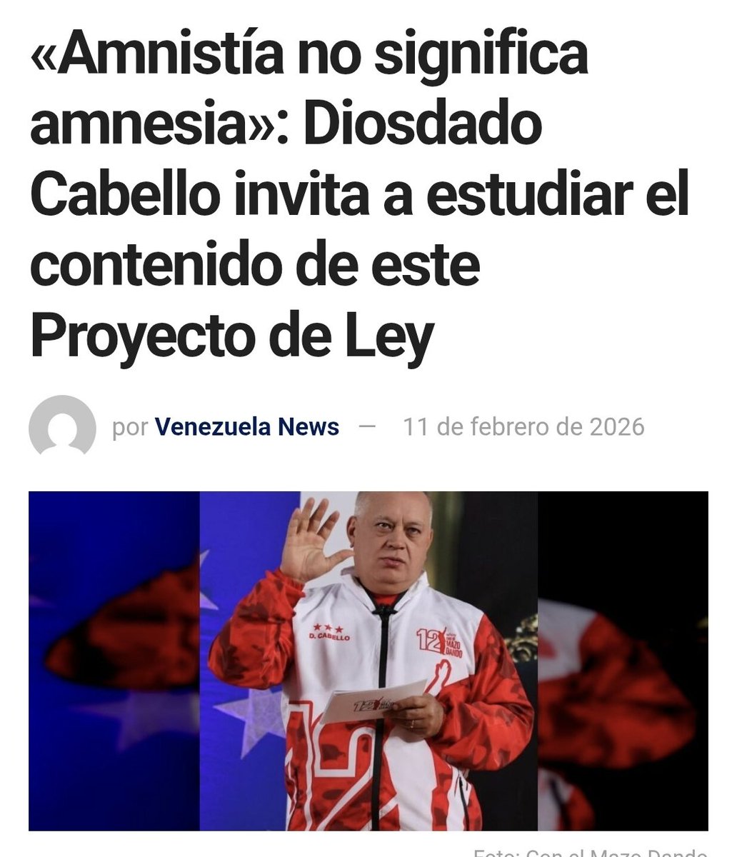 Carolinne_Rau's tweet photo. Diosdado Cabello, instó a estudiar con rigor el contenido del nuevo Proyecto de Ley que será sometido a votación en la Asamblea Nacional, ya que una Amnistía no implica olvidar los crímenes contra la República.
#deprem #AHOF #AFGvsSA #AHOF_JL #bbcqt #paobc #gaehee https://t.co/Slge1foYee