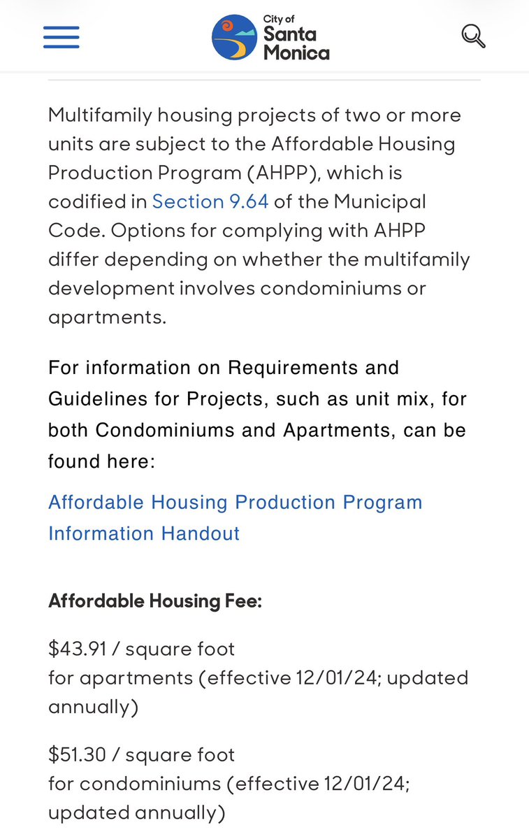 Santa Monica inclusionary in-lieu fees are ~50 bucks a foot for anything over one unit. That means a 2,000sf home would assess you a 100,000 fee. 

No wonder housing is so affordable there!