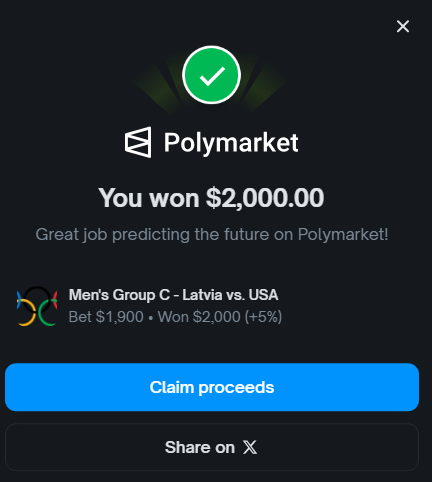 0xpaperhands's tweet photo. 5% is 5% the grind don't stop @Polymarket https://t.co/7NqeDLFGty