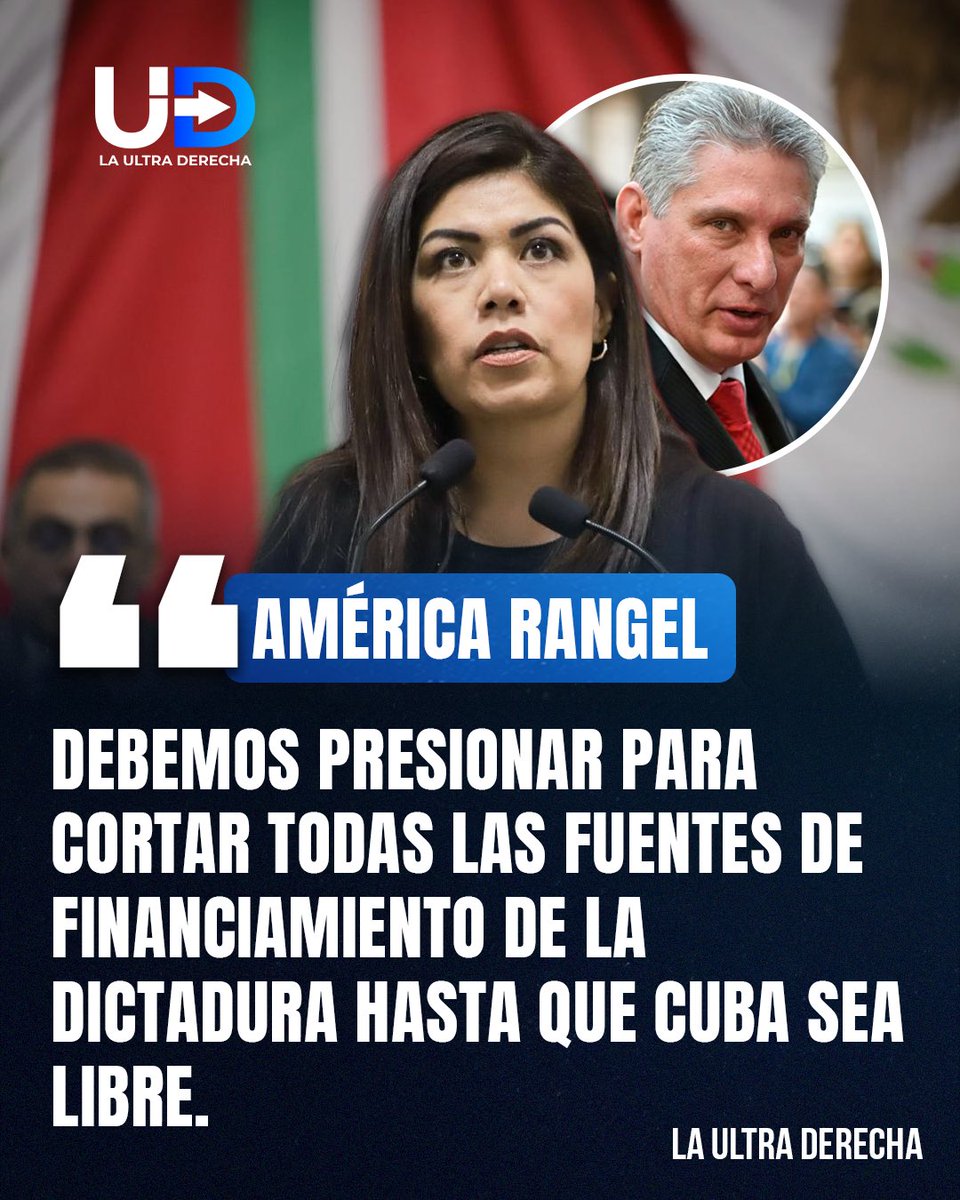 🇲🇽|🚨¡VIRAL! La La diputada de derechas, <a href="/AmerangelLorenz/">América Rangel</a>, afirmó a través de sus redes sociales que los mexicanos debemos presionar para cortar todas las fuentes de financiamiento de la dictadura hasta que Cuba sea libre. 

Esto lo expresó en el contexto de la polémica por los