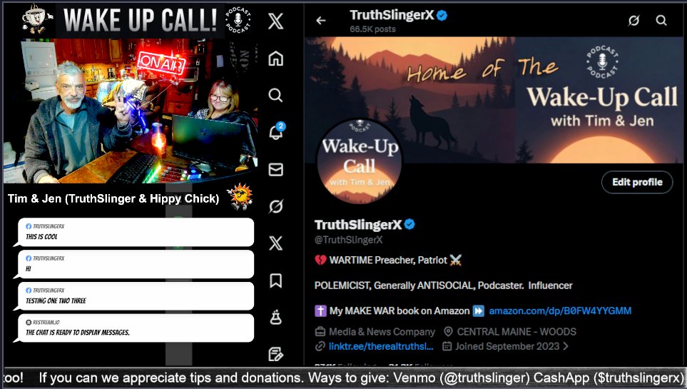 .
💥"Wake-Up Call" LIVE 8-10a EST weekdays

Tim and Jen are BACK!  New Look... New Name... Same Great Entertainment

Grab your coffee and your ass... it's time to look at politics from a new light.

Streaming on X, Facebook, YouTube and Rumble

#UnCivilizedMedia <a href="/accordingtowoz/">Woz</a>