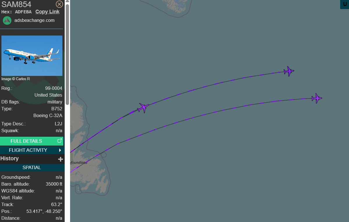 ScotlandOSINT's tweet photo. 🇺🇸 - #USAFVIP 

I believe this is #SecState #MacroRubio enroute to Germany. https://t.co/owfa7gwKFP