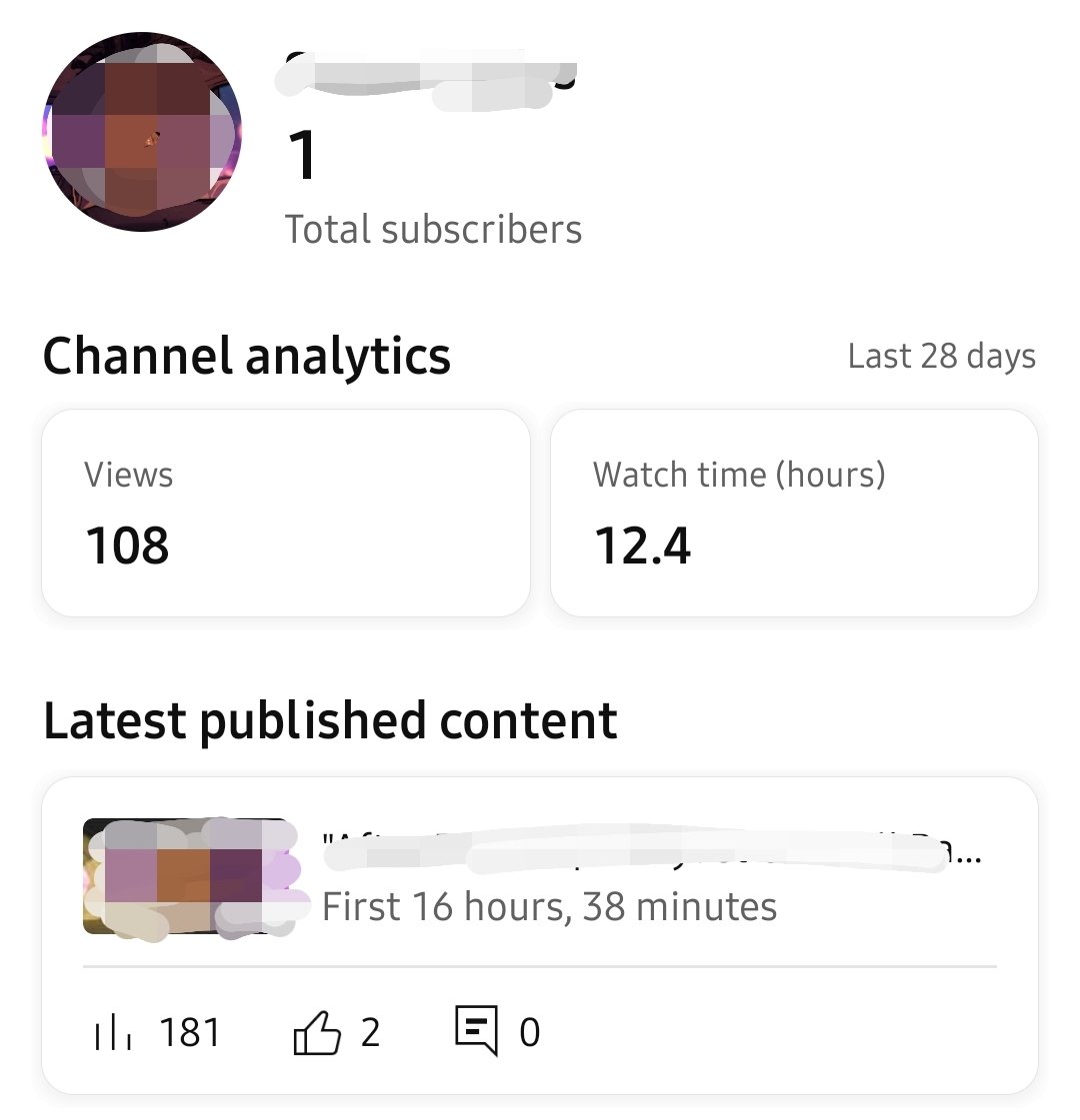 No audience.
1 subscriber.
108 views.

Not chasing virality.
Just showing up, learning, and creating every day.

This is the zero point.
Let’s see where consistency takes me.

#Day1 #YouTubeJourney #MusicCreator #FromZero #BuildInPublic