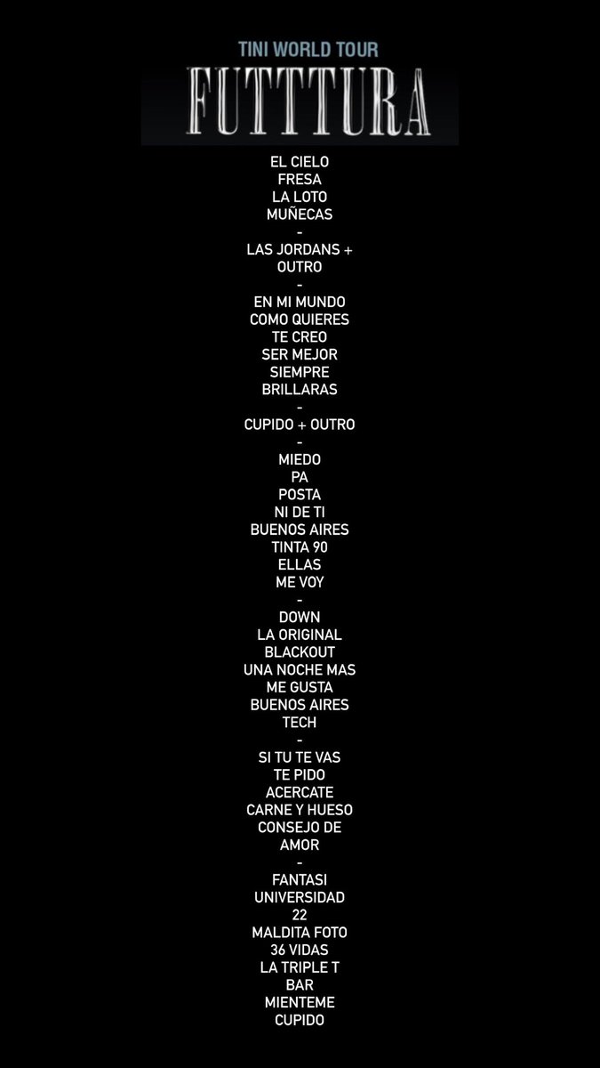 nuevo setlist de #FUTTTURA