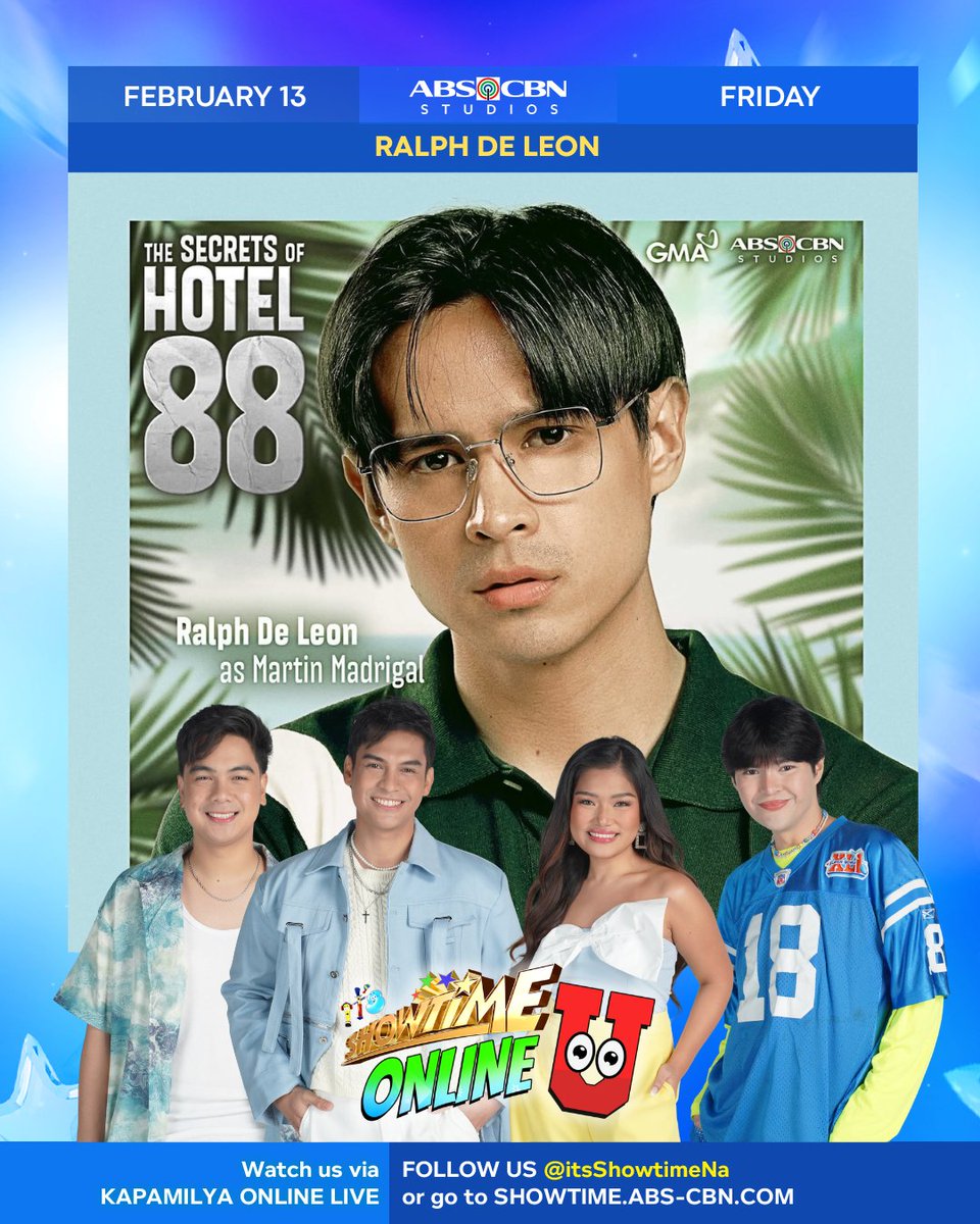 itsShowtimeNa's tweet photo. Madlang Onliners! bibisita sa #ShowtimeOnlineU and cast ng The Secrets of Hotel 88 mamaya! 😉

#ItsShowtime #Showtime143 https://t.co/cAaEtVfJTn