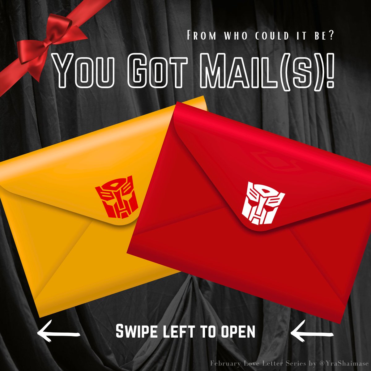 YraShaimase's tweet photo. You Got Mail! 💌 Not one....but TWO! ❤️💛

Which lucky letter will we get to read next? 👀

#Transformers #YrasLL #Sideswipe #Sunstreaker #Autobots https://t.co/2F6ynTXNOp