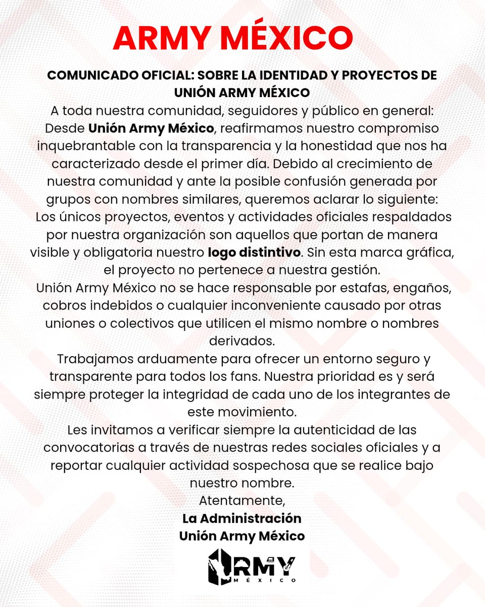 ⚠️IMPORTANTE ‼️

#UnionARMYMexico