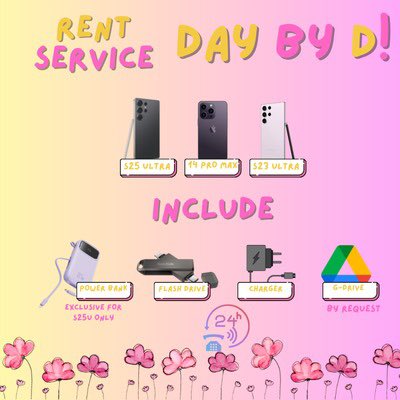 daybyd_'s tweet photo. Open For Rent 🌞

📱SAMSUNG S25 ULTRA;SAMSUNG S23 ULTRA;IPHONE 14 PM
📍 COD VENUE/JAKPUS

🌸Hearts2Hearts
🌸AESPA
🌸NCT WISH
🌸Monsta X

check the tnc &amp; unit availability first ⤵️
Rental Sewa hp https://t.co/ZwhZDgR6RQ