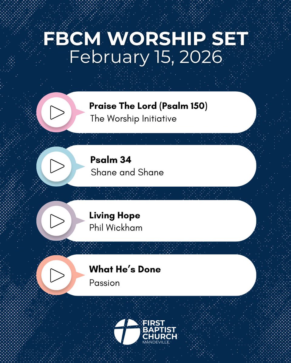 fbcmandeville's tweet photo. Listen to this Sunday's worship set here: https://t.co/mCoo45Sei1 https://t.co/XS2cOgn7Yz