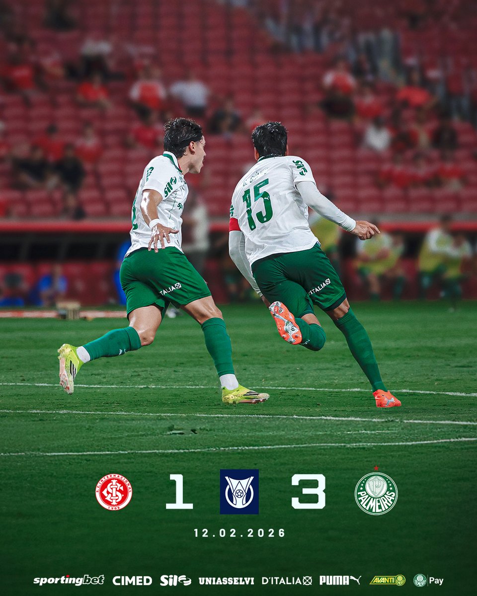 CONQUISTAMOS A PRIMEIRA VITÓRIA FORA DE CASA NO CAMPEONATO BRASILEIRO E SEGUIMOS INVICTOS NA COMPETIÇÃO, #FAMÍLIAPALMEIRAS. AVANTI, PALESTRA! 💚

🏆 Internacional 1x3 Palmeiras
⚽ Gómez, Vitor Roque e Andreas Pereira

#FimDeJogoSEP