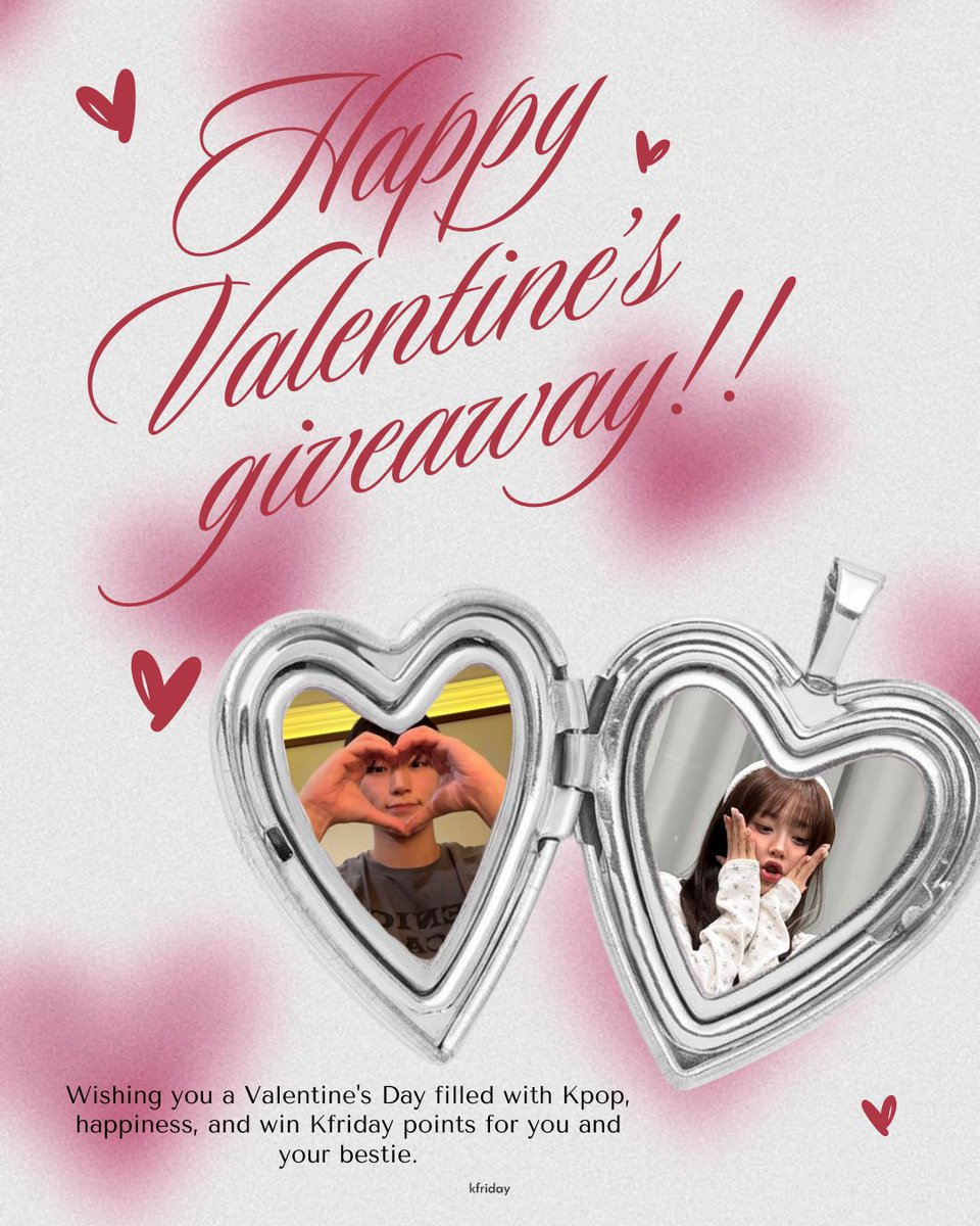 💘 Happy Valentine’s Day, Kfriday Family! 💘

We’re spreading the love with an amazing Valentine’s Giveaway where you AND your bestie can win Kfriday points! 🥰✨

How to enter (super simple):
1️⃣ Leave a Google or Trustpilot review telling us why you love or use Kfriday 😉
2️⃣