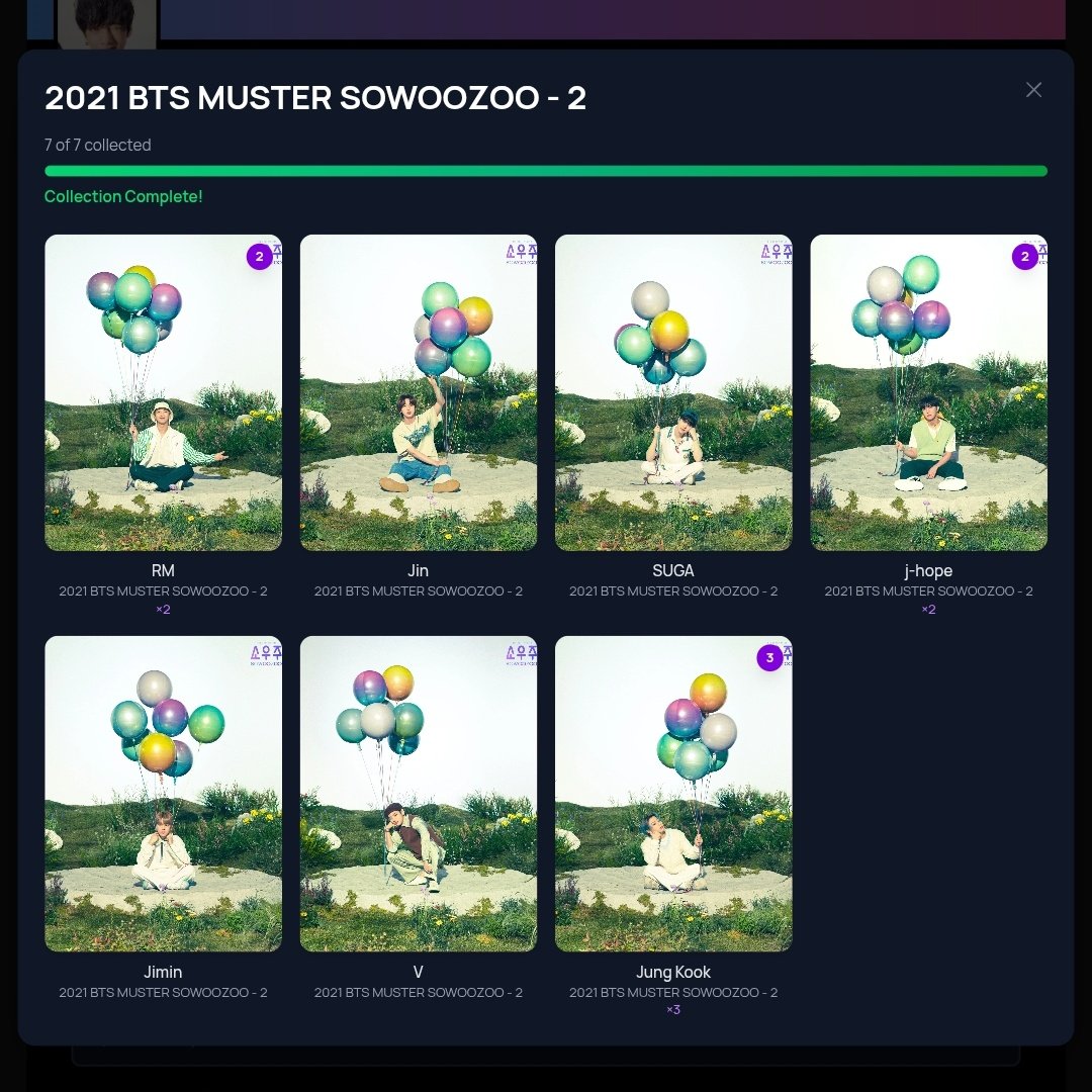 Jaaziii's tweet photo. N°60 ~ MAP OF THE SOUL ON:E - 3 ✅️
N°61 ~ 2021 BTS MUSTER SOWOOZOO - 2 ✅️
N°62 ~ MAP OF THE SOUL ON:E - 1 ✅️
N°63 ~ 2021 BTS MUSTER SOWOOZOO - 1 ✅️

#bcd_trade https://t.co/sAJUfryMTg