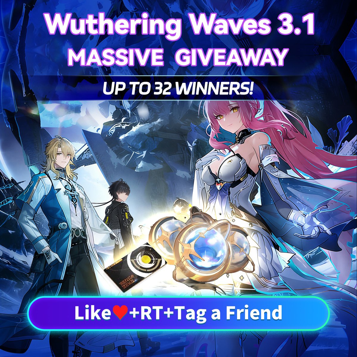 nochrist_nolife's tweet image. LAST CHANCE!
Wuthering Waves 3.1 MASSIVE GIVEAWAY 
 NEW VERSION • NEW CHARACTER • SPONSORED BY U7BUY 
 The 3.1 update is here — it’s time to pull, power up, and WIN BIG! 

 HOW TO ENTER
1.LIKE ❤ + FOLLOW  + RETWEET  this post (MUST)
2.Comment  and @TAG 1…